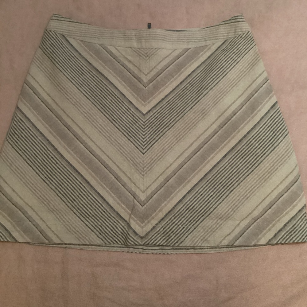 Free People A-Line Skirt with Chevron Stripes in Gray and Cream